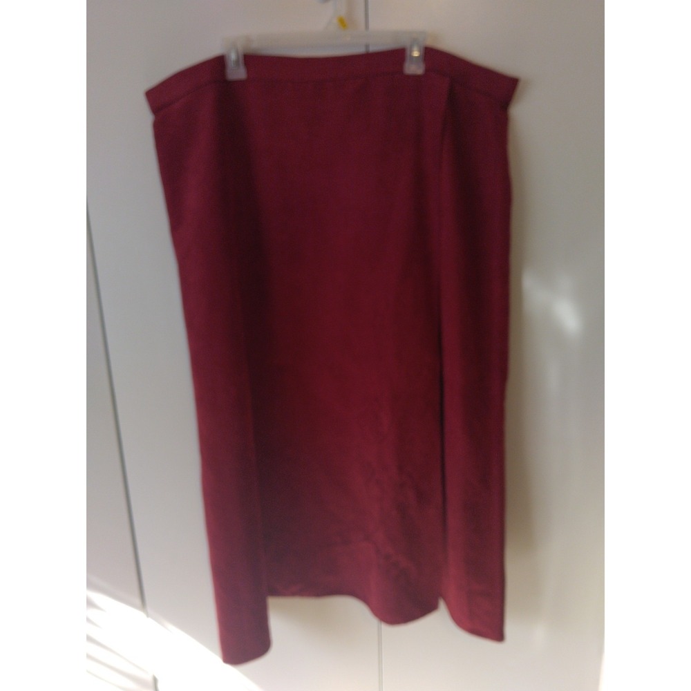Womens Embroidered Faux Suede Skirt Plus Size 24 Burgundy Faux Wrap A line